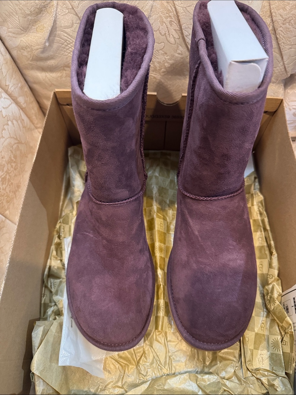 Women's Plush Suede Ugg Boots - Purple